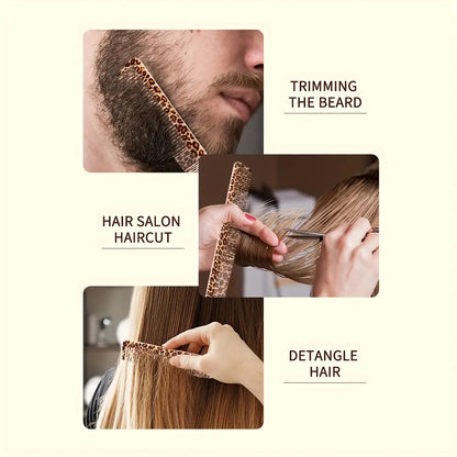 1 Leopard Print Home Hair Comb with Wide and Dense Teeth. It is a Barber Salon Hair Comb, Heat Resistant, Styling Comb - Jungle Line