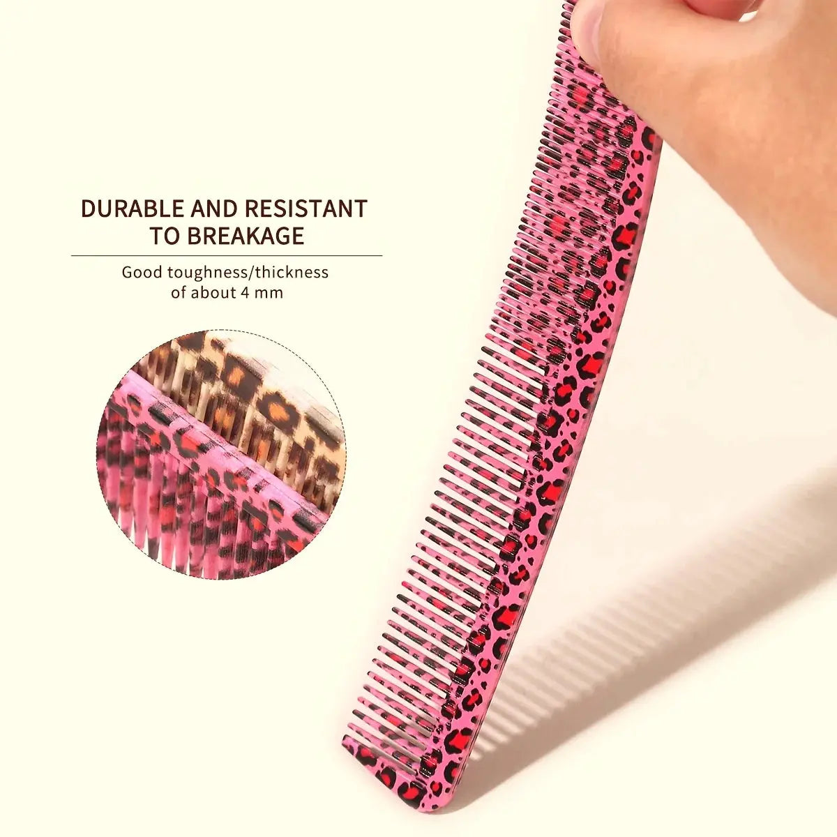 1 Leopard Print Home Hair Comb with Wide and Dense Teeth. It is a Barber Salon Hair Comb, Heat Resistant, Styling Comb - Jungle Line