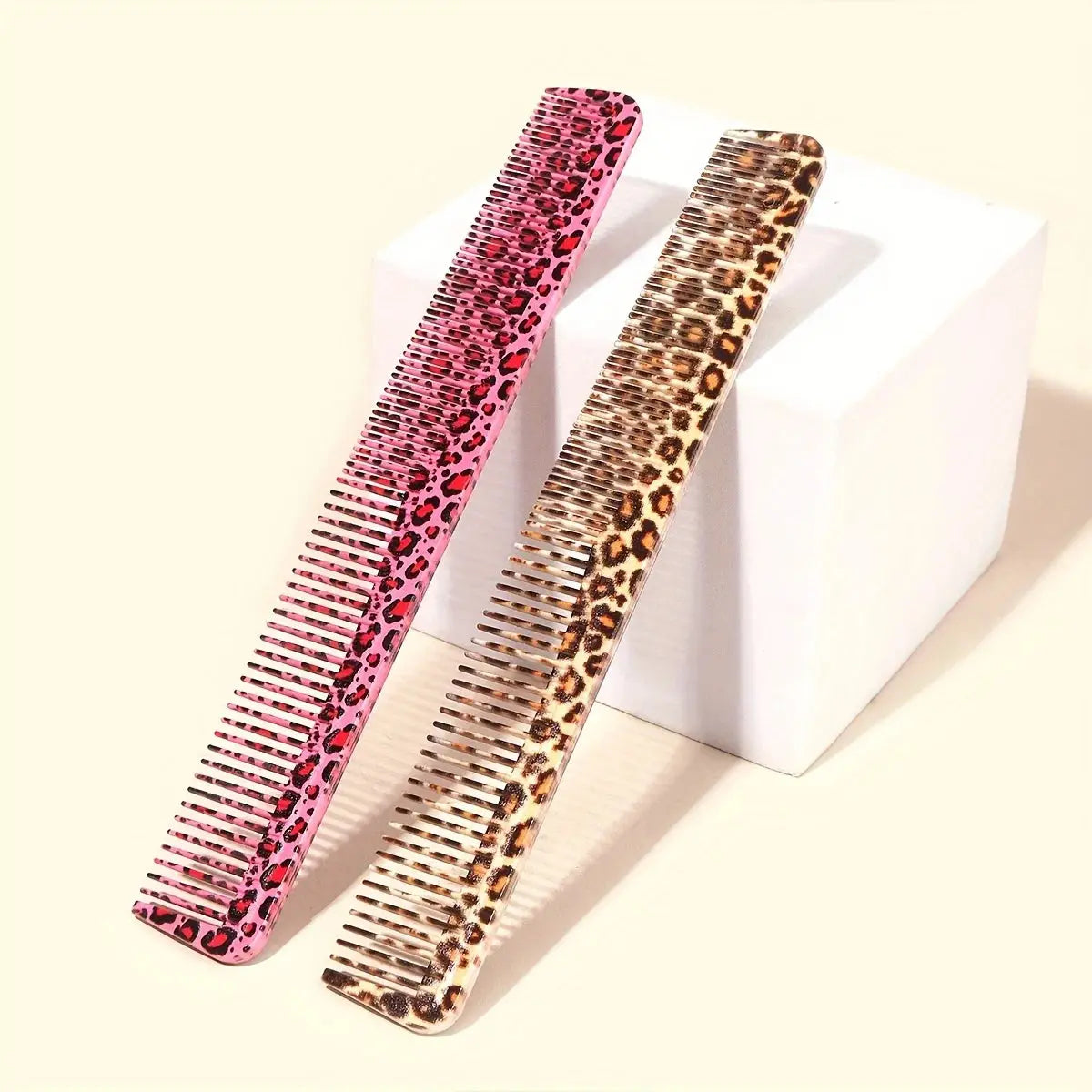1 Leopard Print Home Hair Comb with Wide and Dense Teeth. It is a Barber Salon Hair Comb, Heat Resistant, Styling Comb - Jungle Line