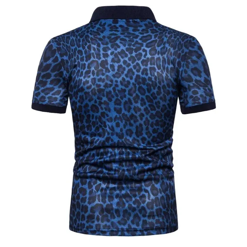Men's yellow fashion T-shirt by Jungle Line with leopard print, short-sleeve design and comfortable fit.