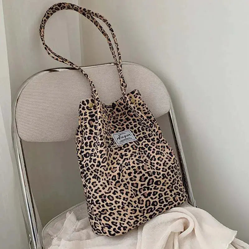 Leopard Print Casual Handbag Canvas Shoulder Bag - Jungle Line