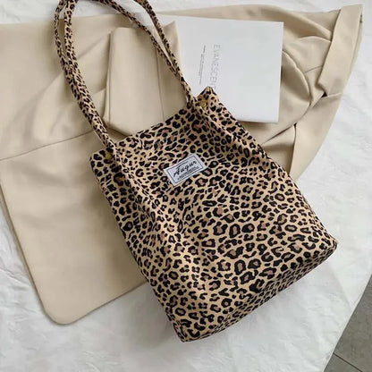 Leopard Print Casual Handbag Canvas Shoulder Bag - Jungle Line