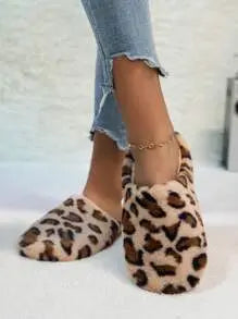 Pantoufles Femme Mode – Motif Léopard, Tissu Duveteux Confortable Ma boutique