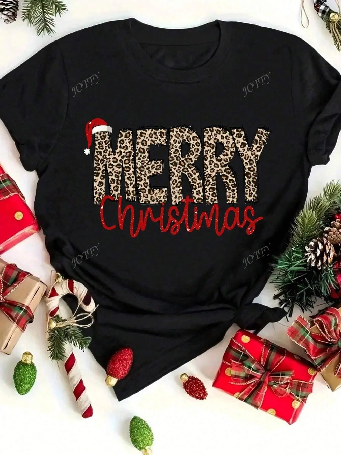 T-shirt Femme Joyeux Noël – Col Rond, Manches Courtes Ma boutique